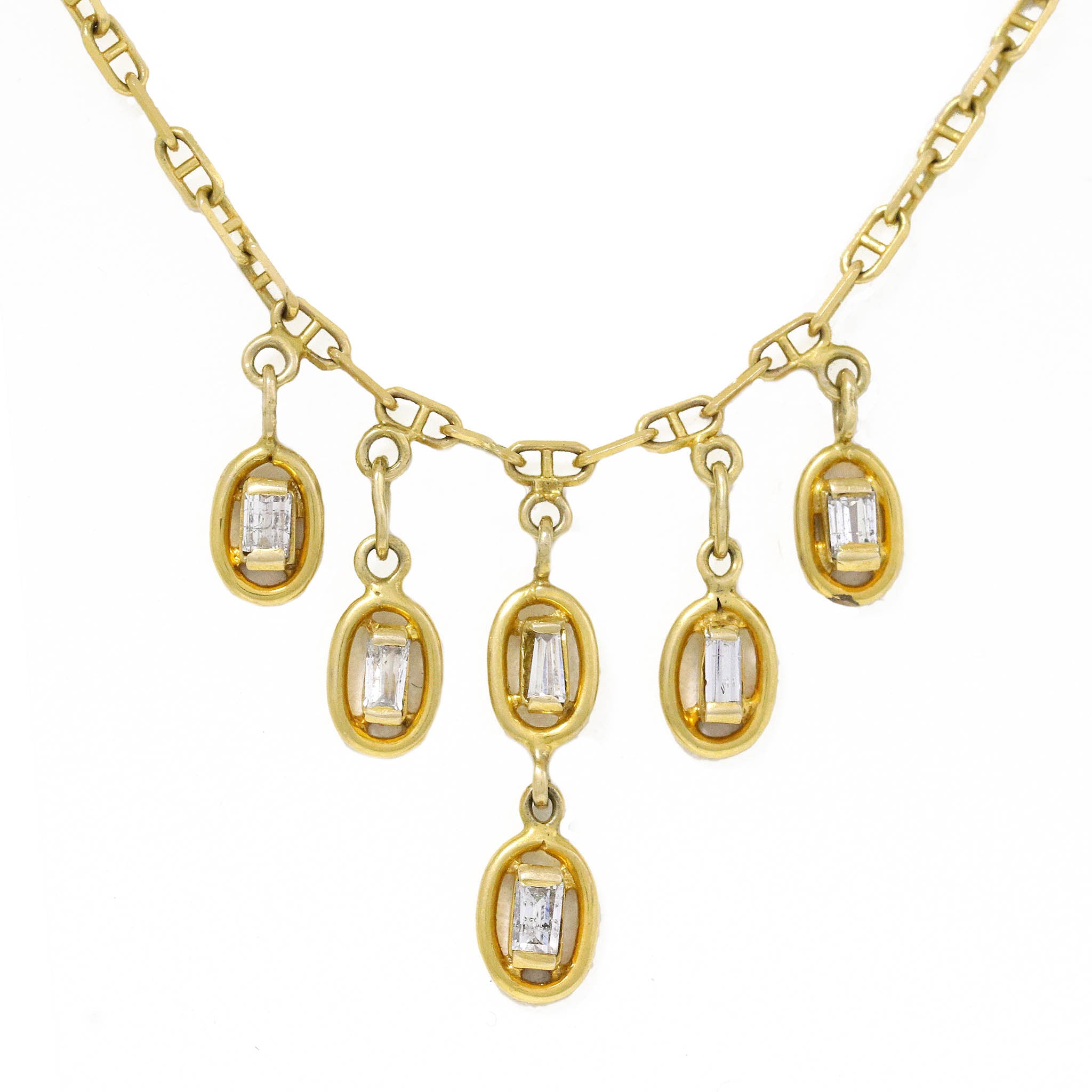 Baguette Diamond Drop Necklace