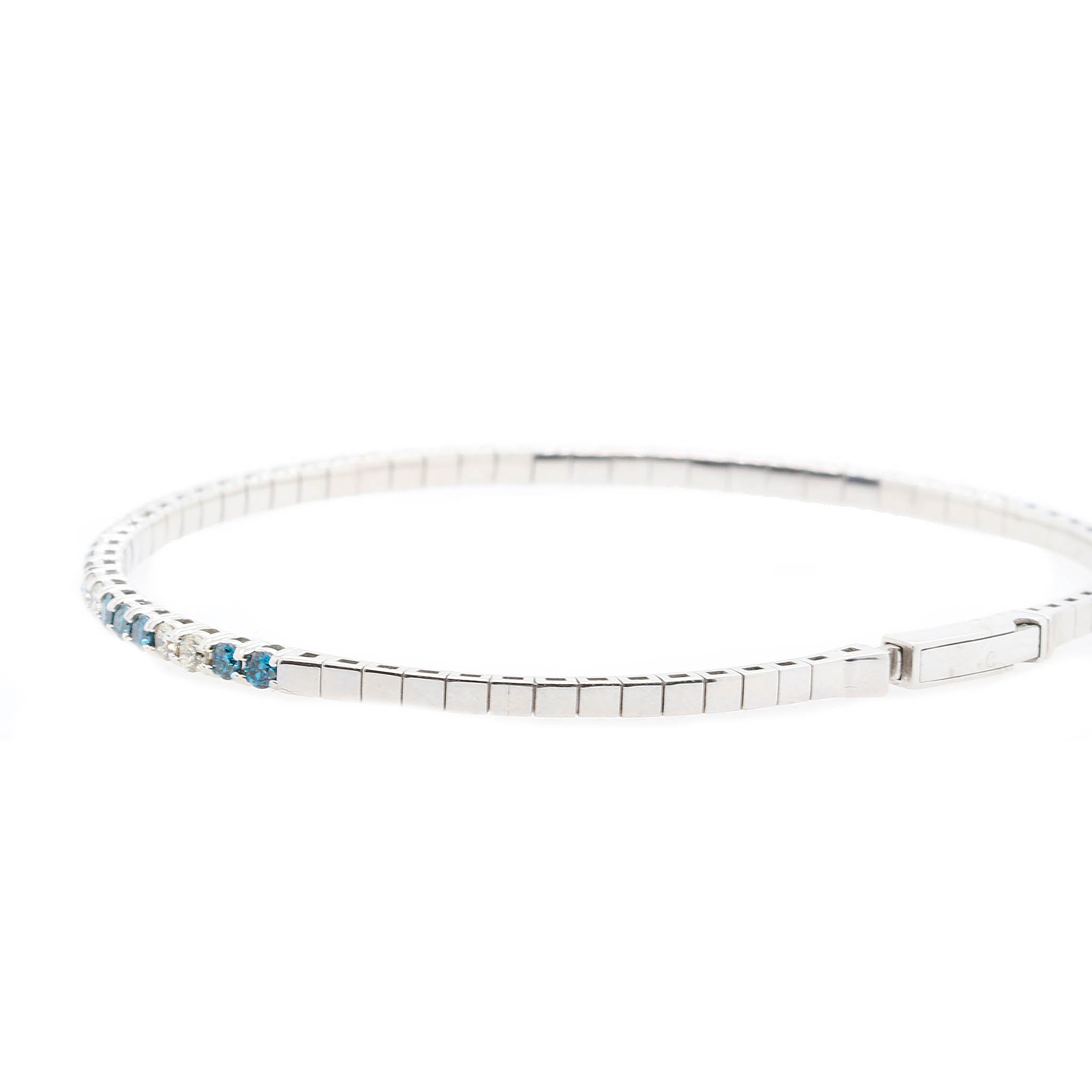 Flexible Blue and White Diamond Bracelet