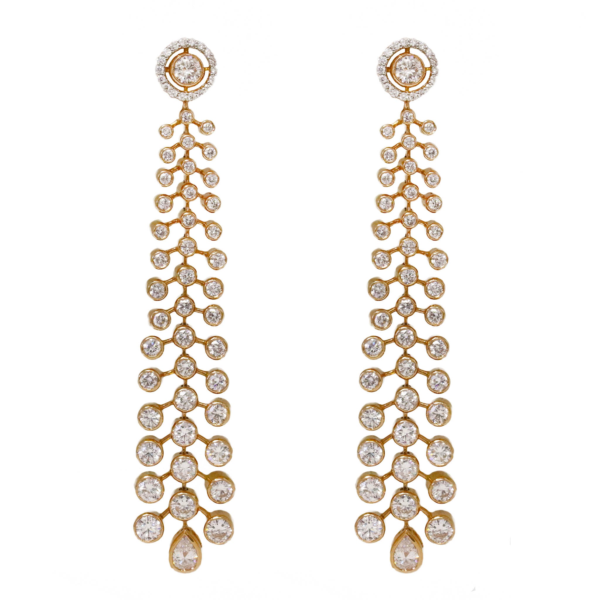 Rose Gold Diamond Chandelier Earrings