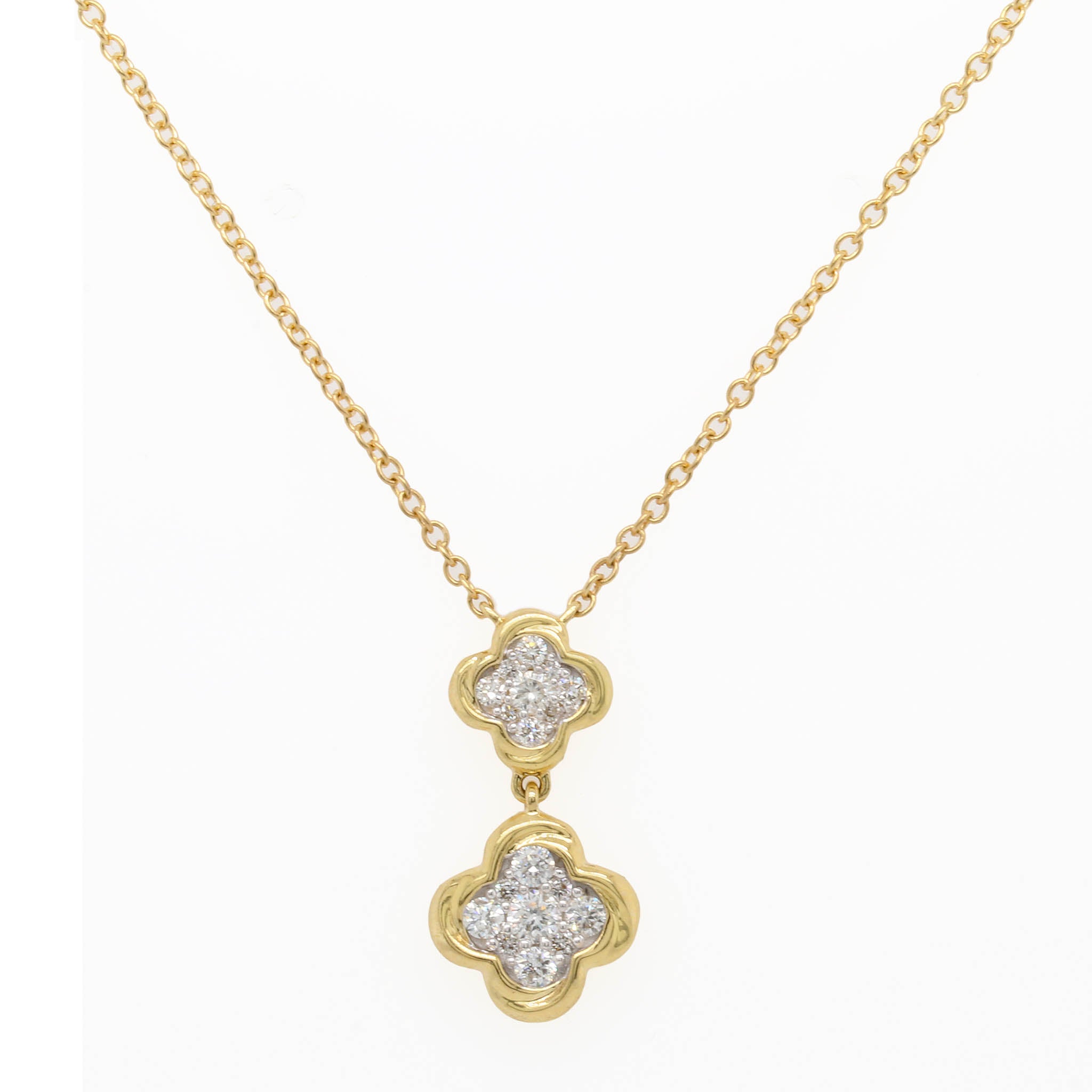Double Diamond Clover Drop Pendant