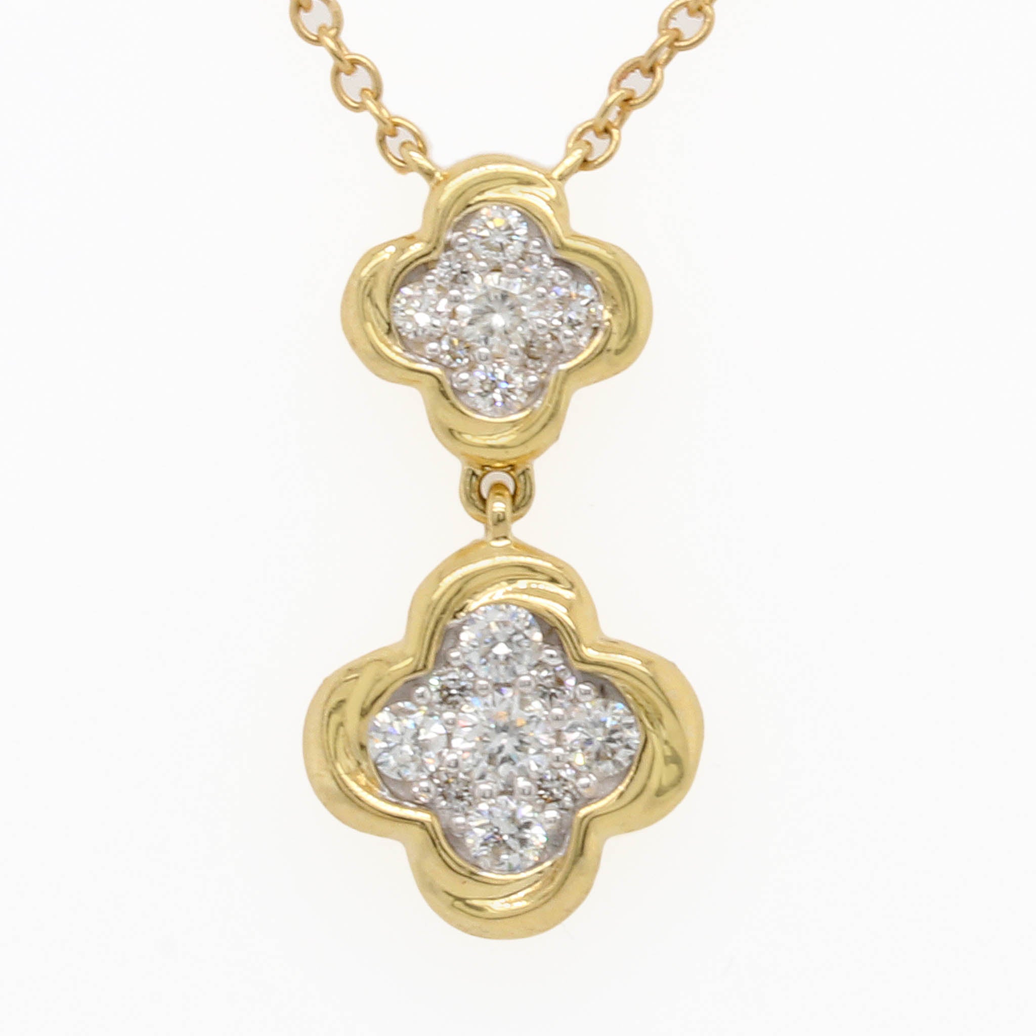Double Diamond Clover Drop Pendant