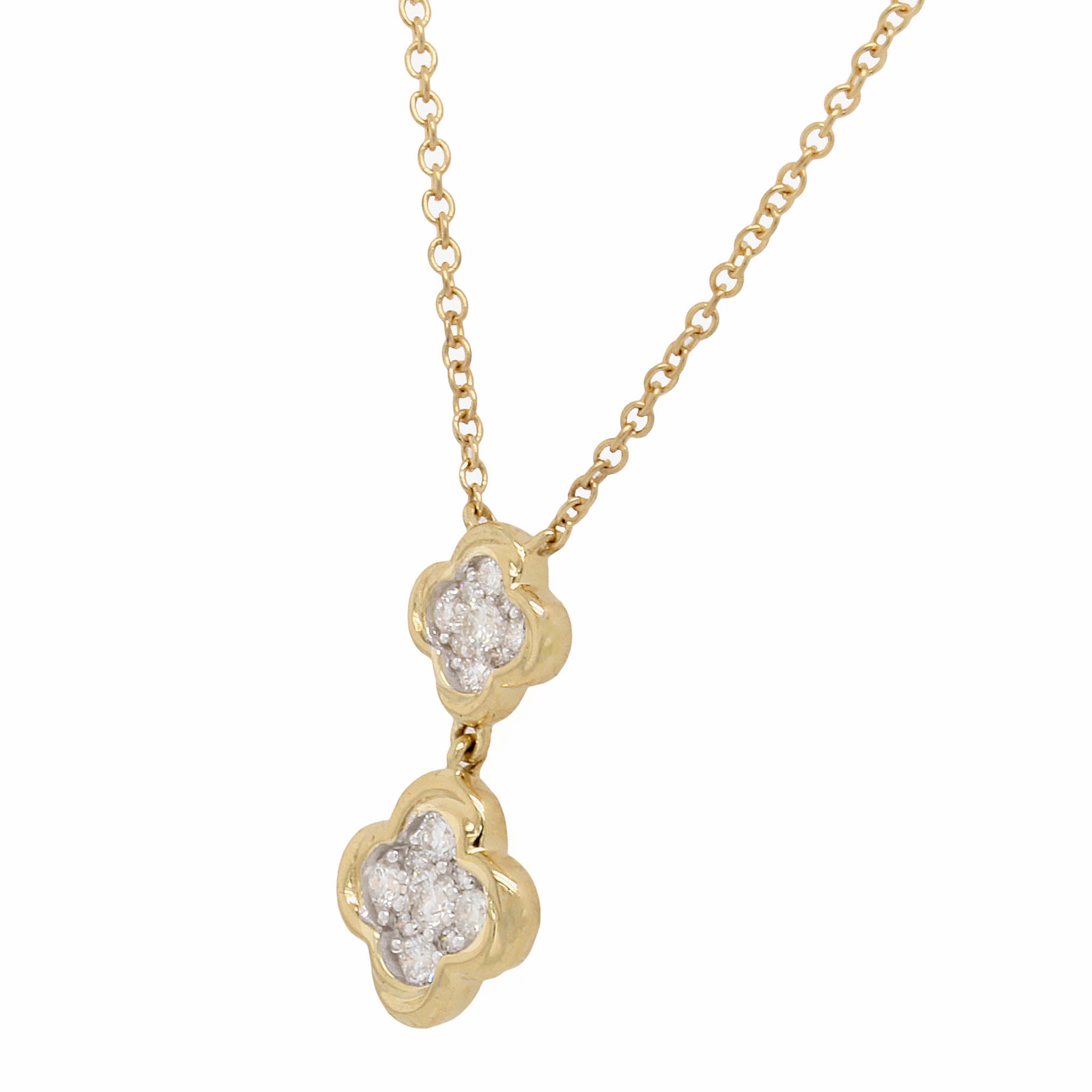 Double Diamond Clover Drop Pendant