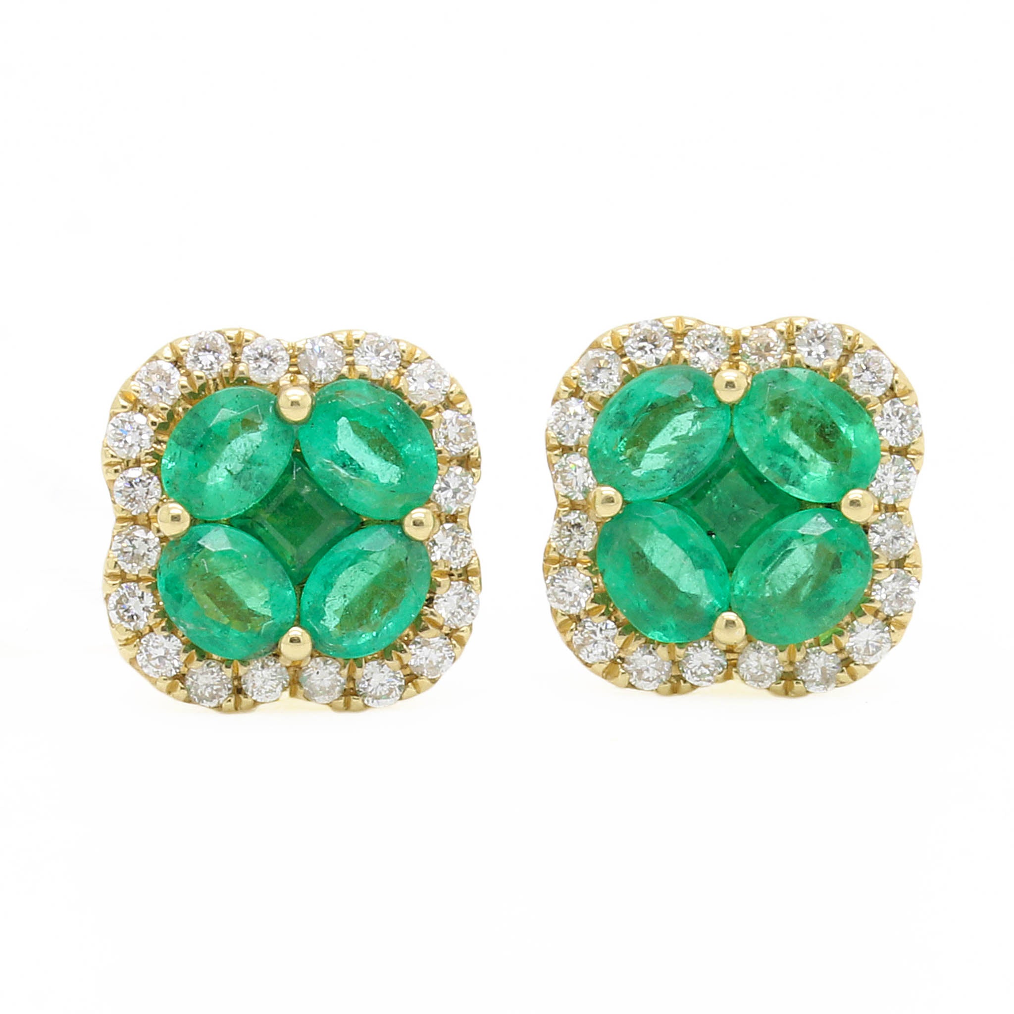 Emerald Clover Stud Earrings