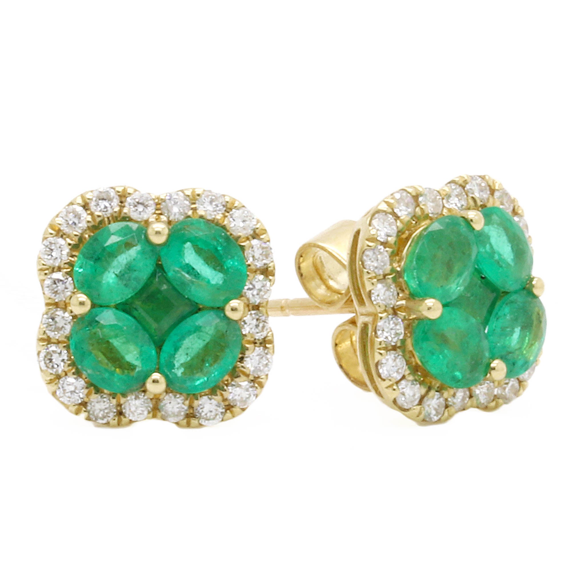 Emerald Clover Stud Earrings
