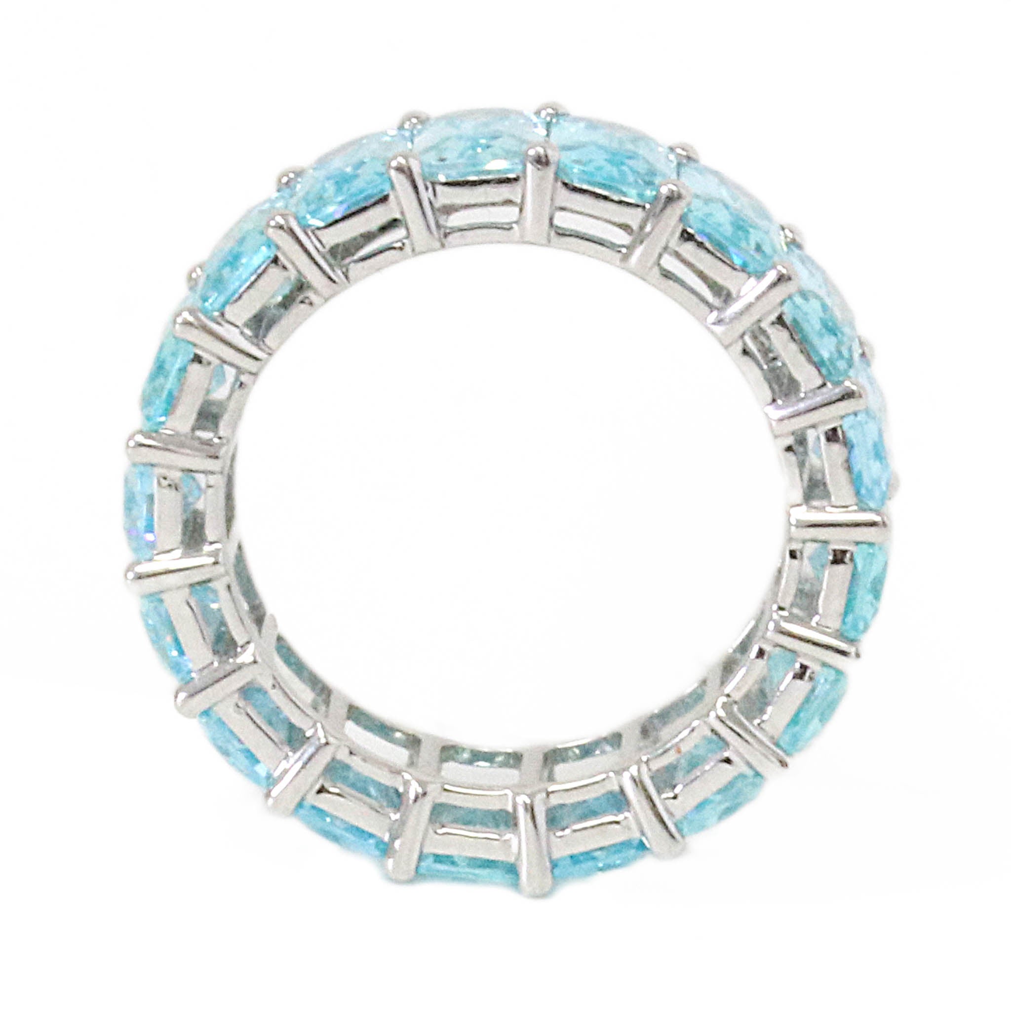 Emerald Cut Blue Topaz Eternity Band