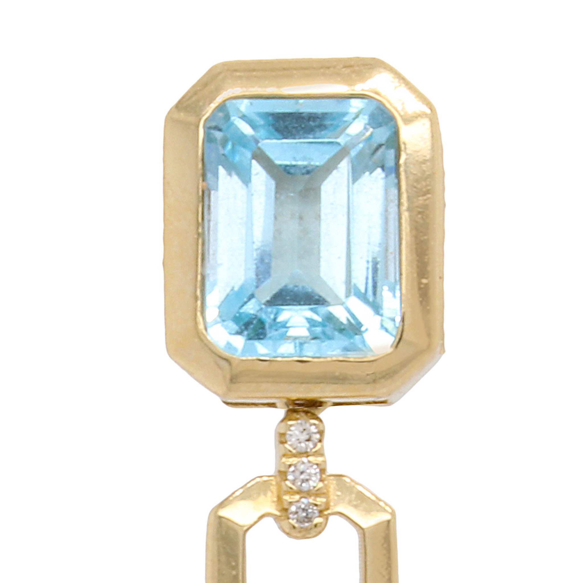 Blue Topaz & Diamond Geometric Drop Earrings