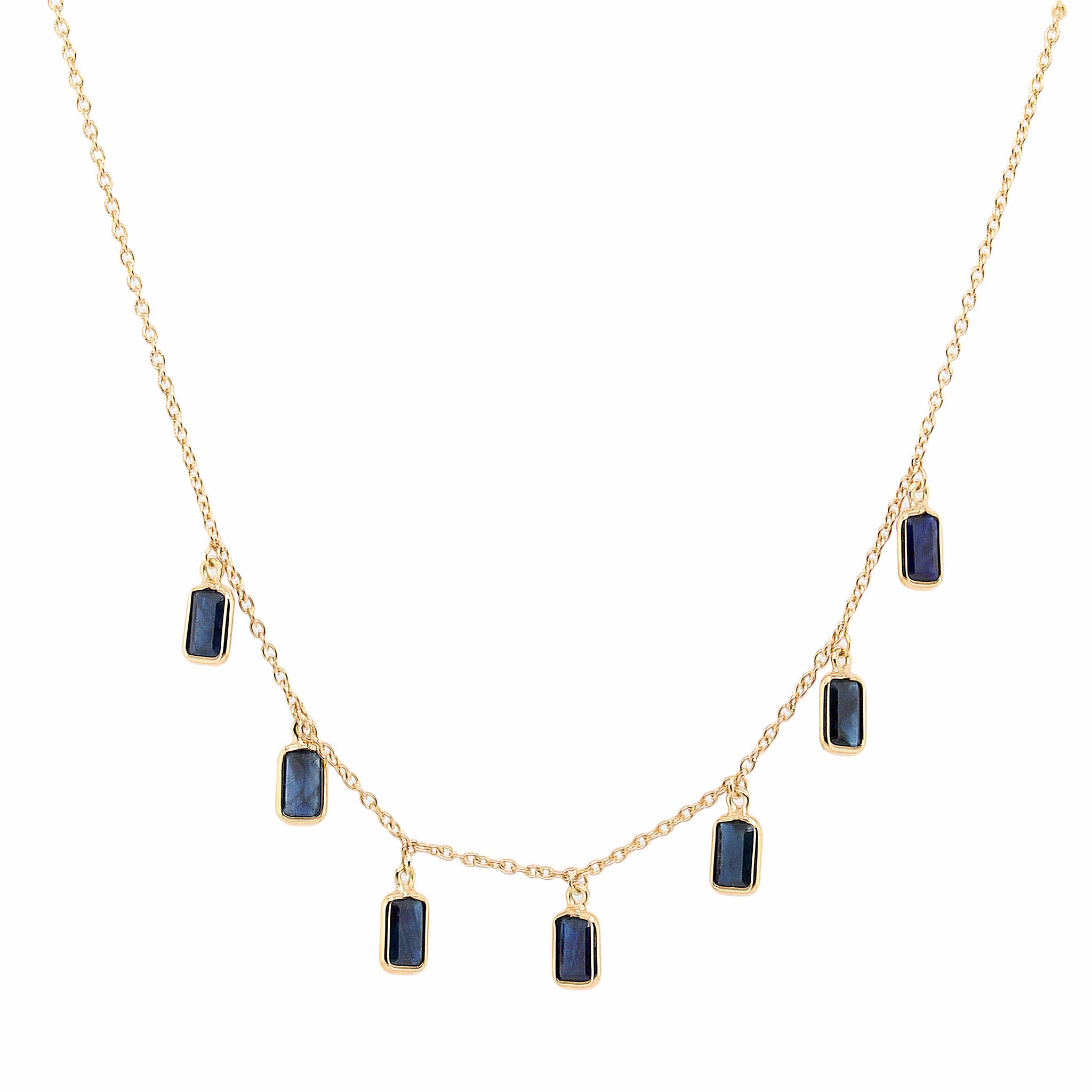 Emerald Cut Sapphire Drop Necklace