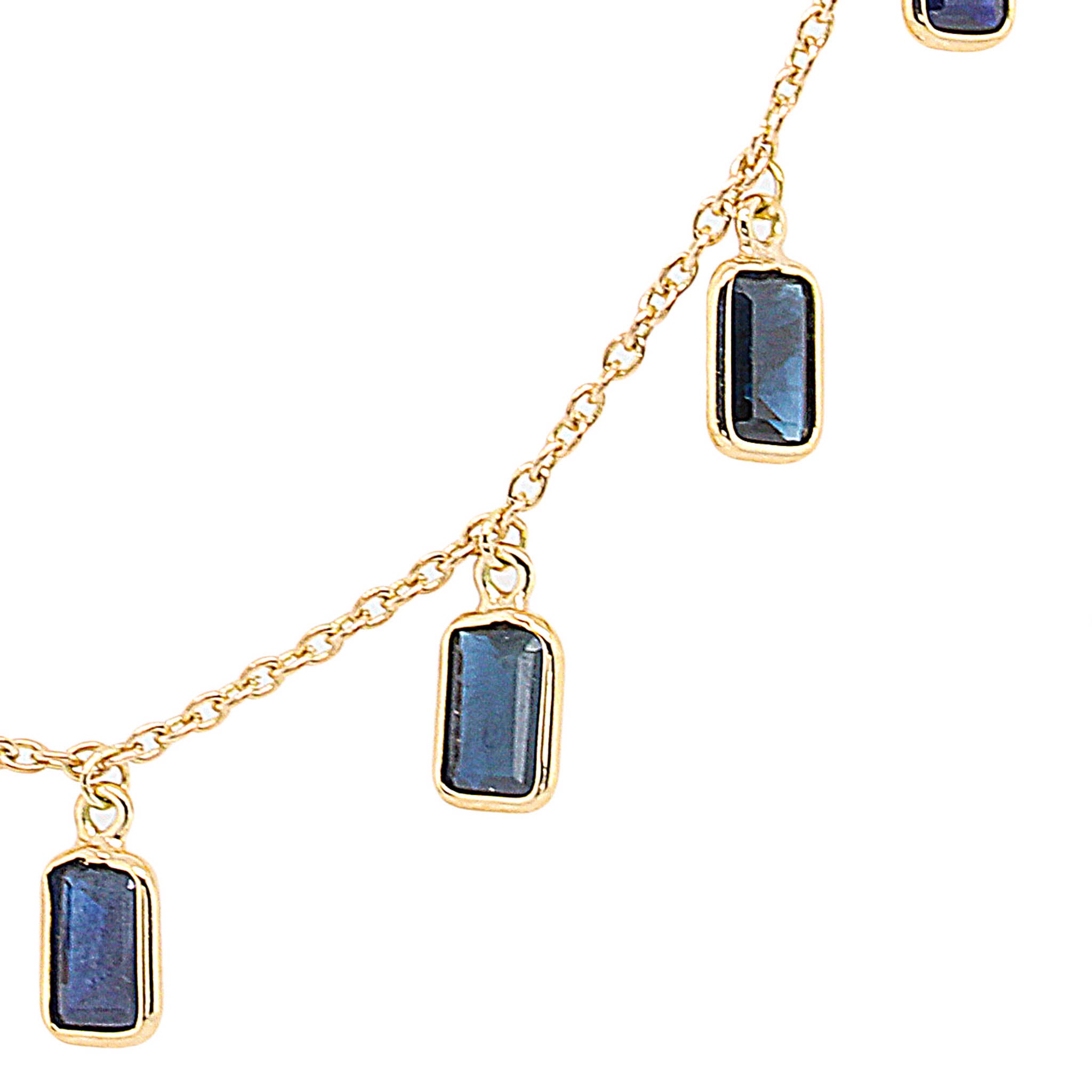 Emerald Cut Sapphire Drop Necklace