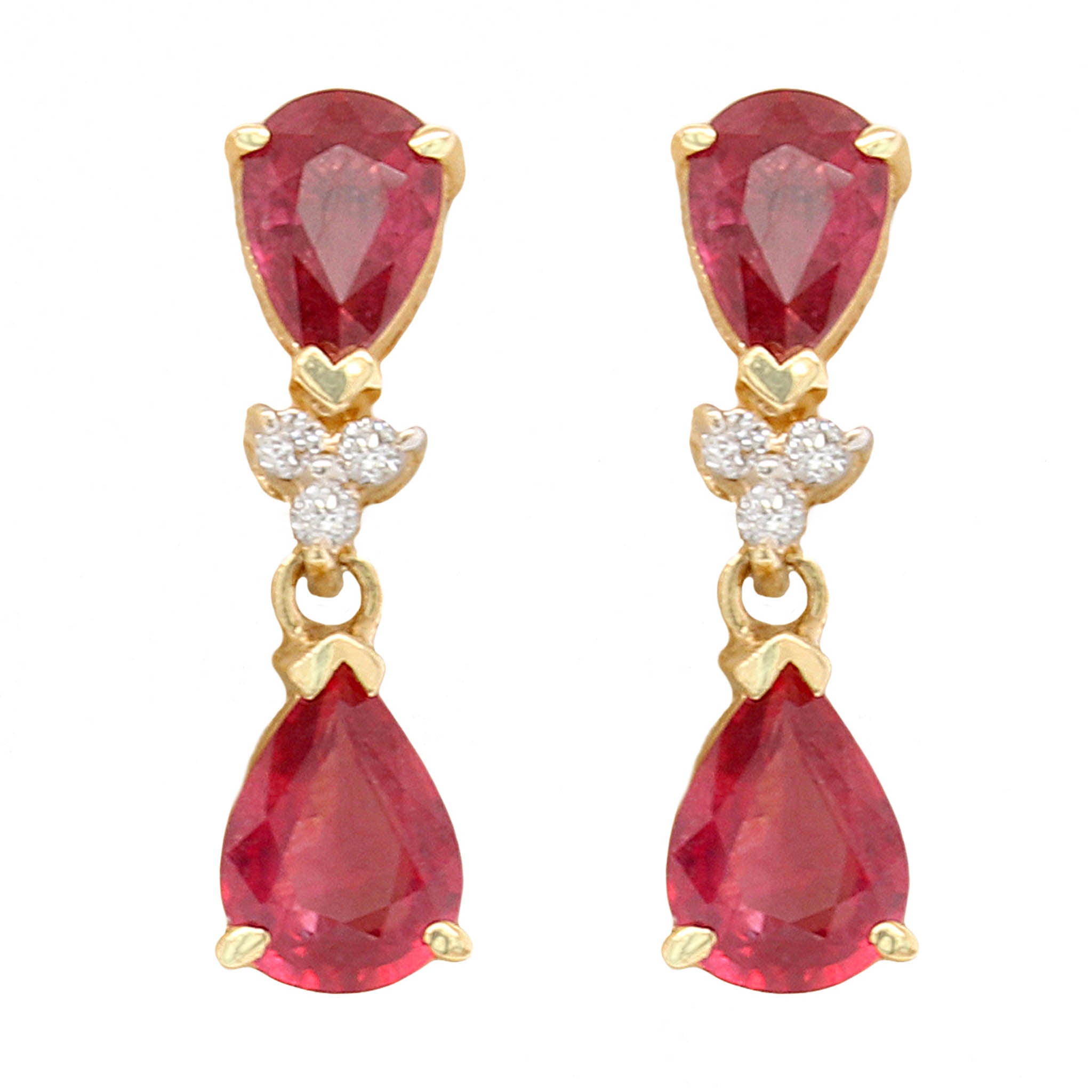 Pear Shaped Ruby Drop Earrings