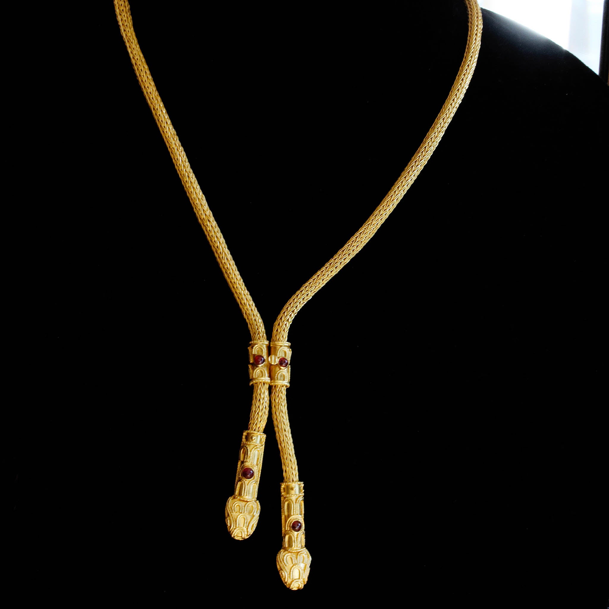 Garnet Snake Lariat Necklace
