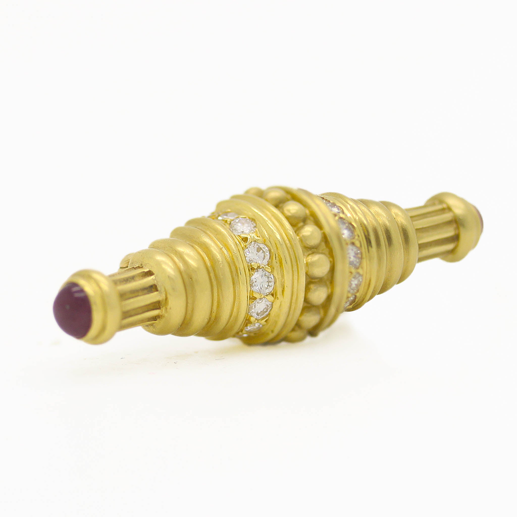 Bar Pin With Rubies & Diamonds