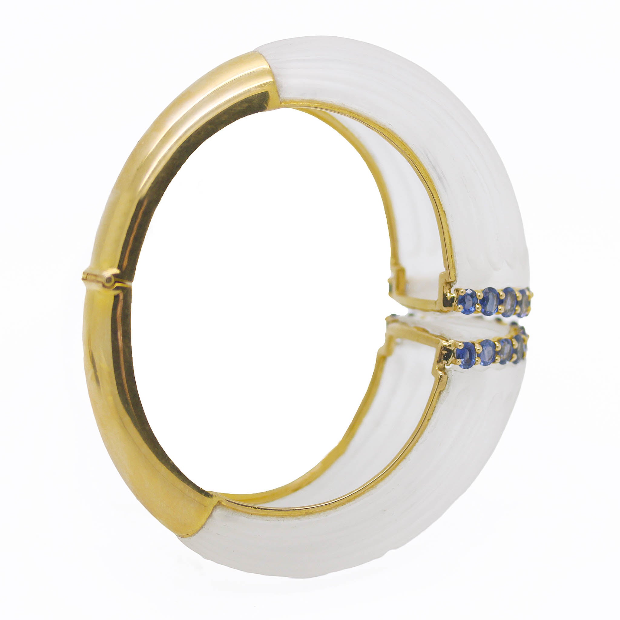 Crystal And Sapphire Hinged Cuff Bracelet
