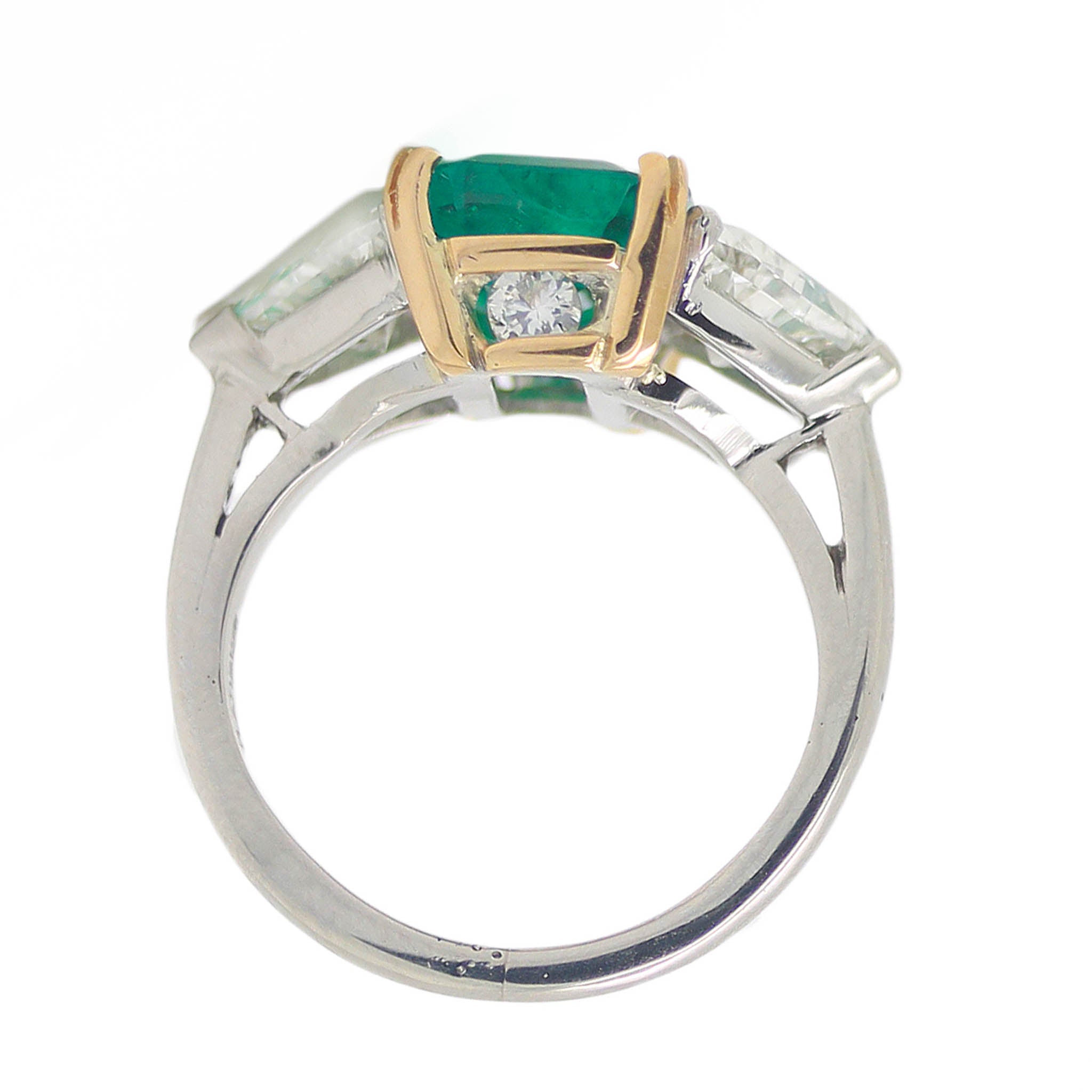 Emerald Cut Emerald With Trillion Cut Diamonds