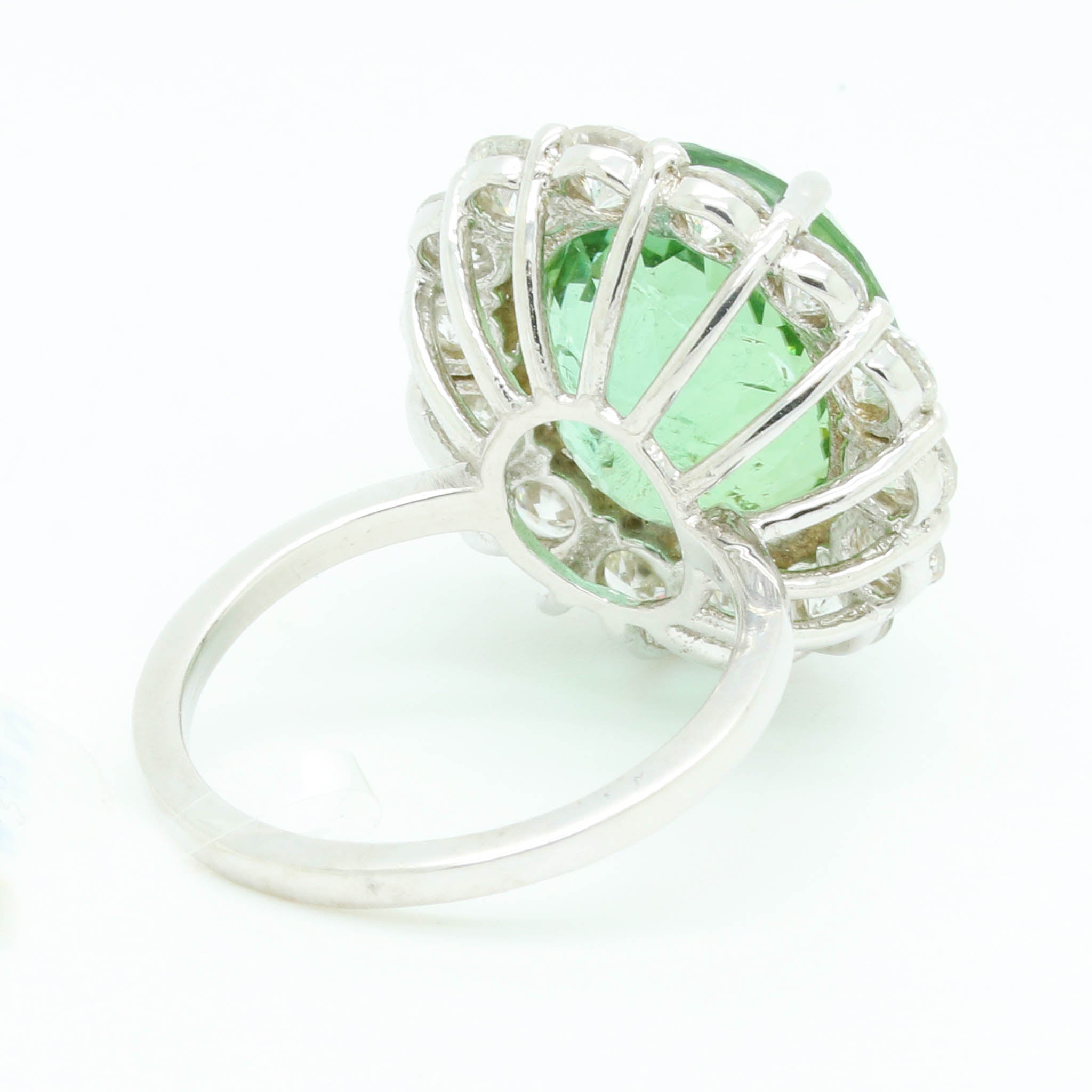 Large Oval Tourmaline Ring With Diamond Halo