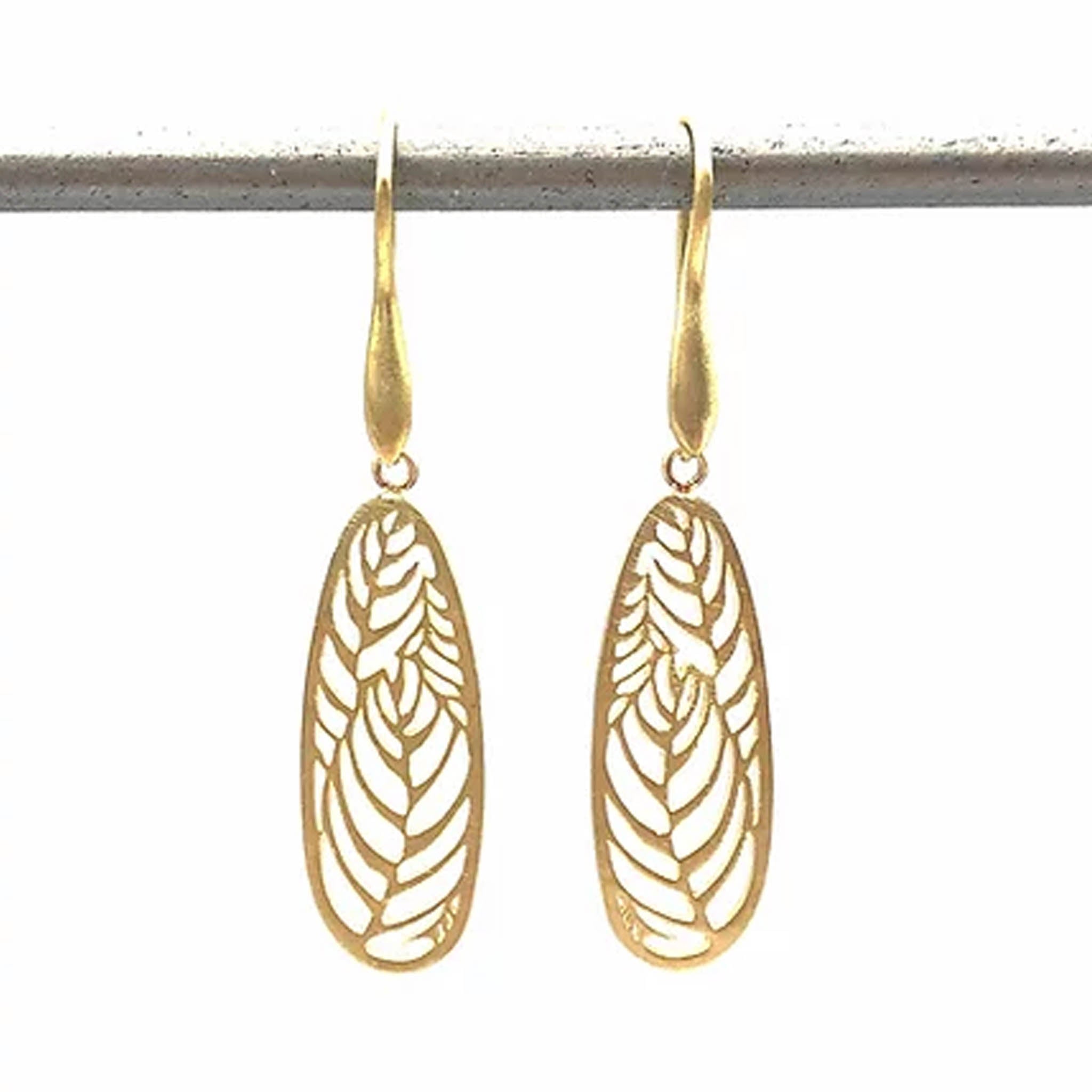 Openwork Satin Finish Gold Drop Earrings