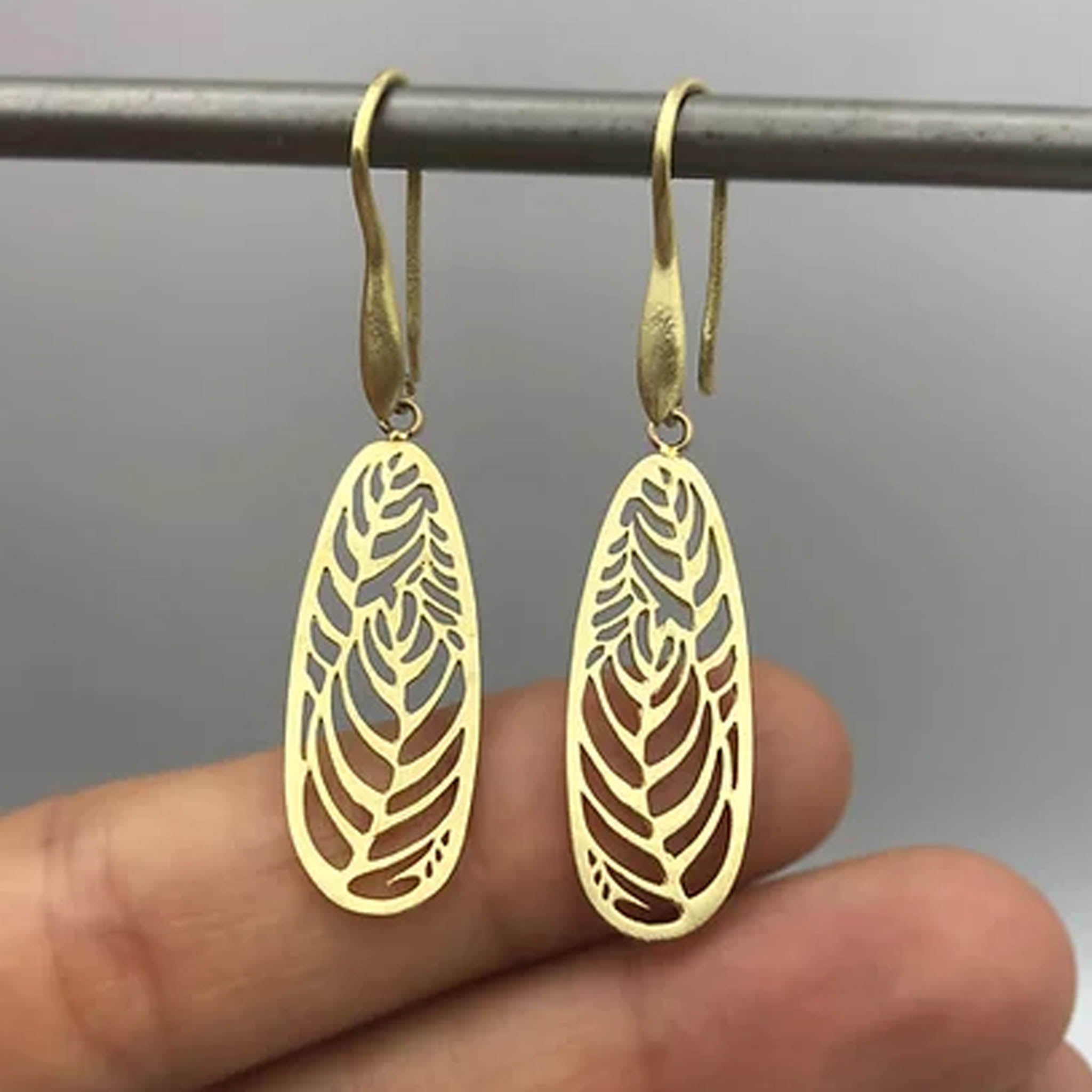 Openwork Satin Finish Gold Drop Earrings