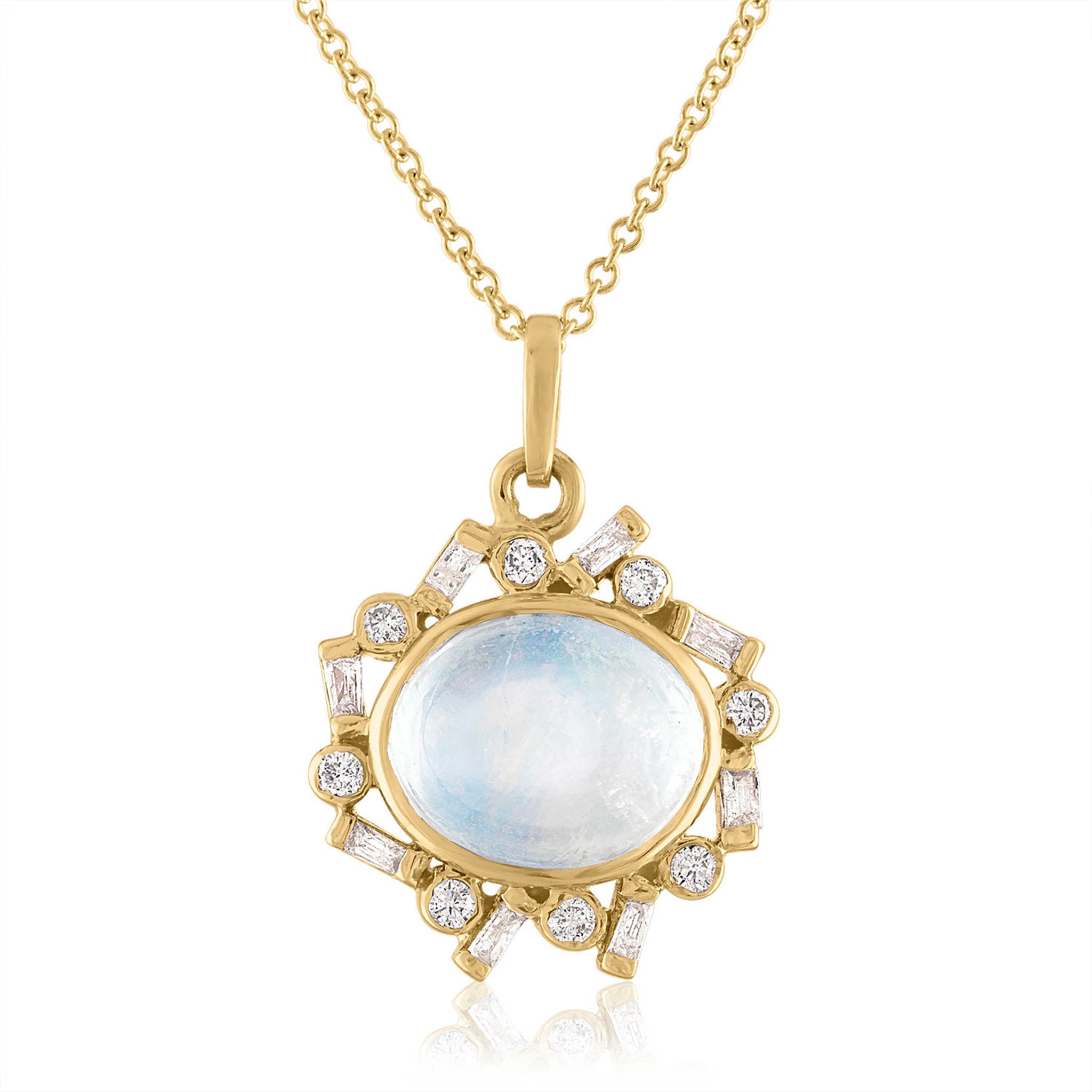 Oval Moonstone and Diamond Pendant