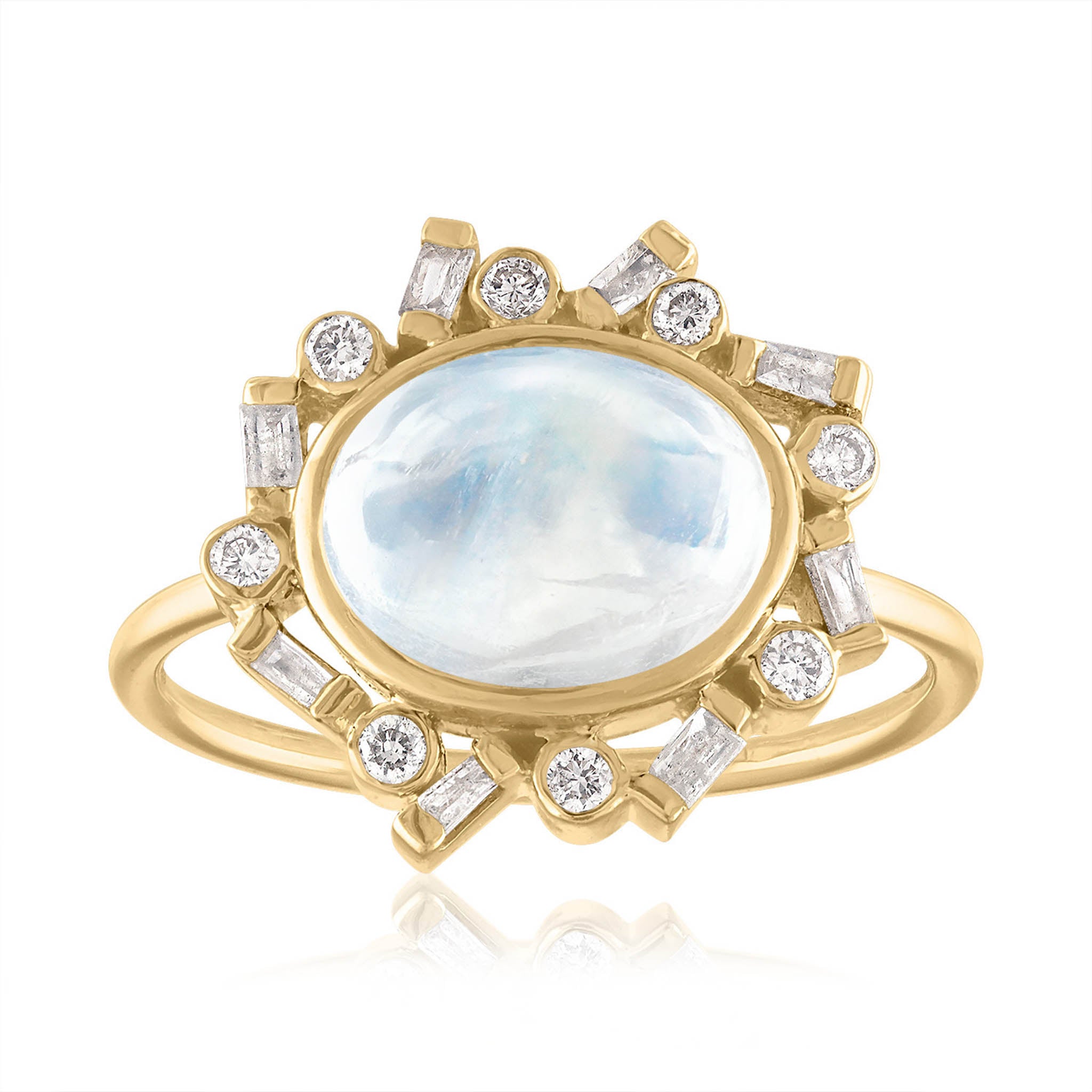 Oval Moonstone and Diamond Ring