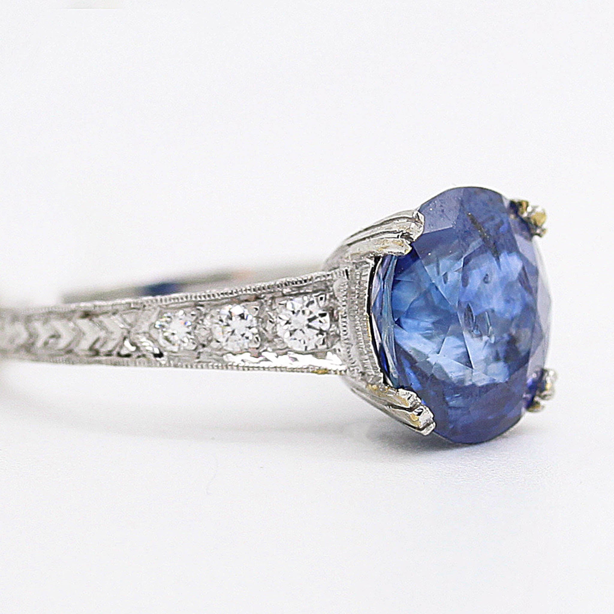 Oval Sapphire Ring With Diamonds