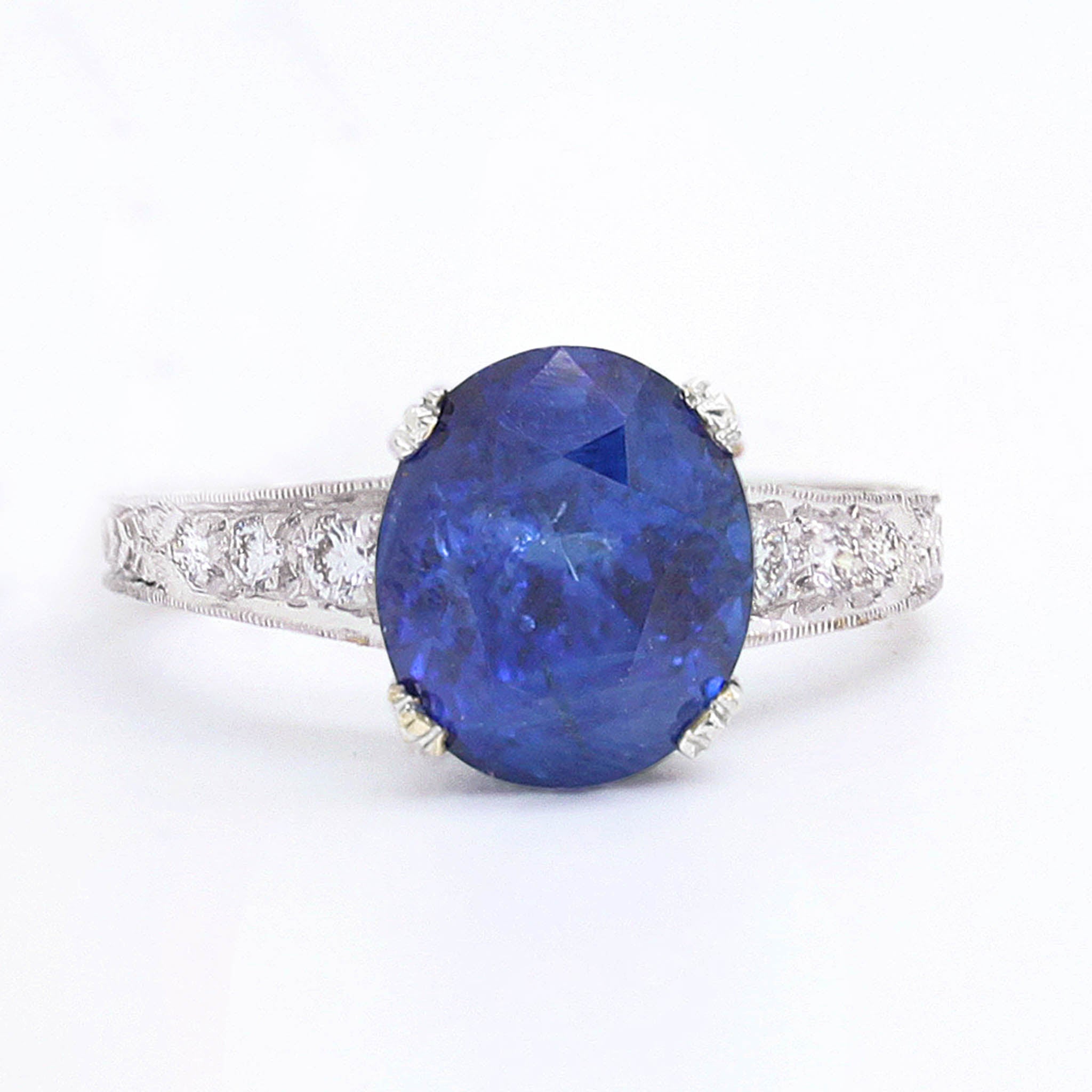 Oval Sapphire Ring With Diamonds