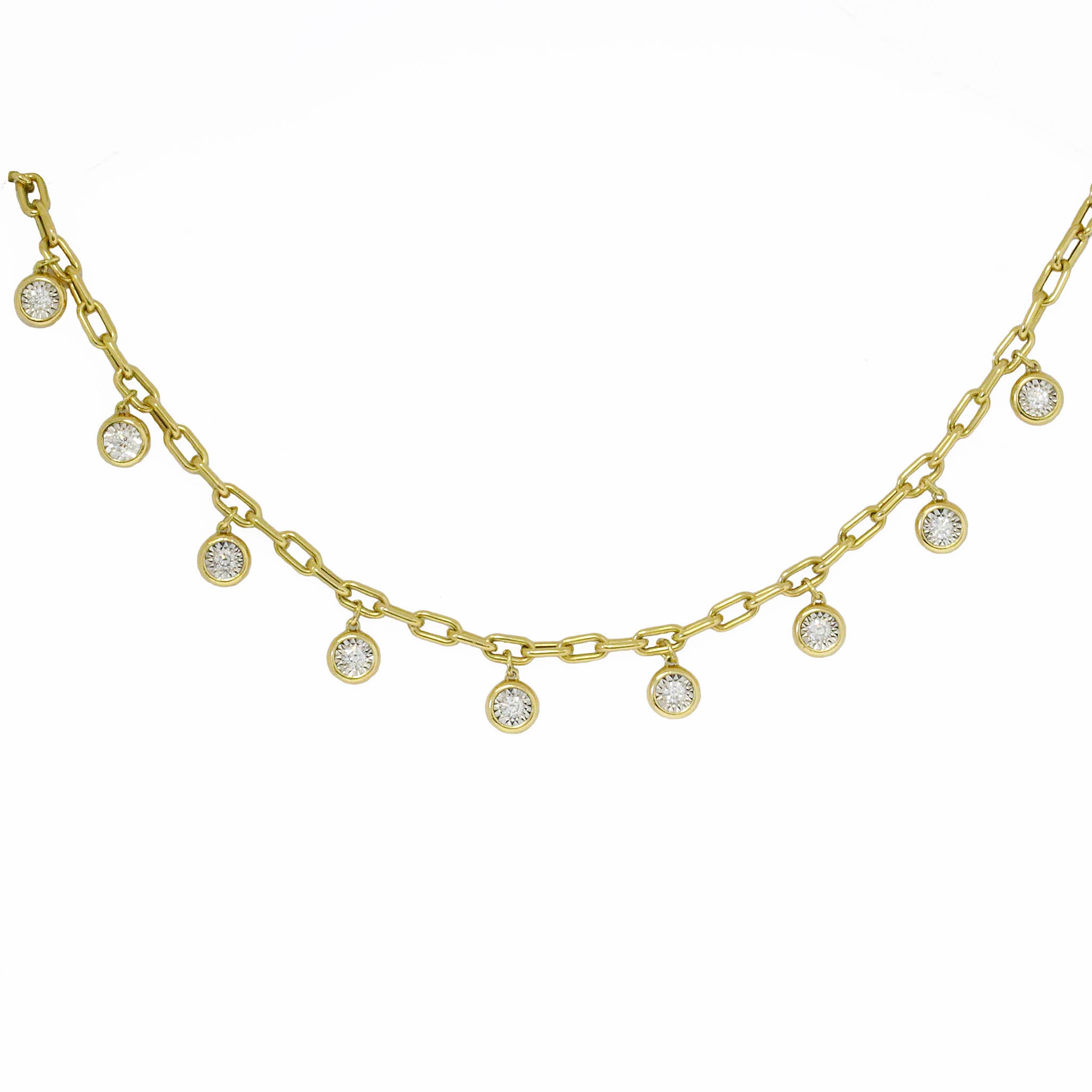 Gold Paperclip Diamond Drop Necklace