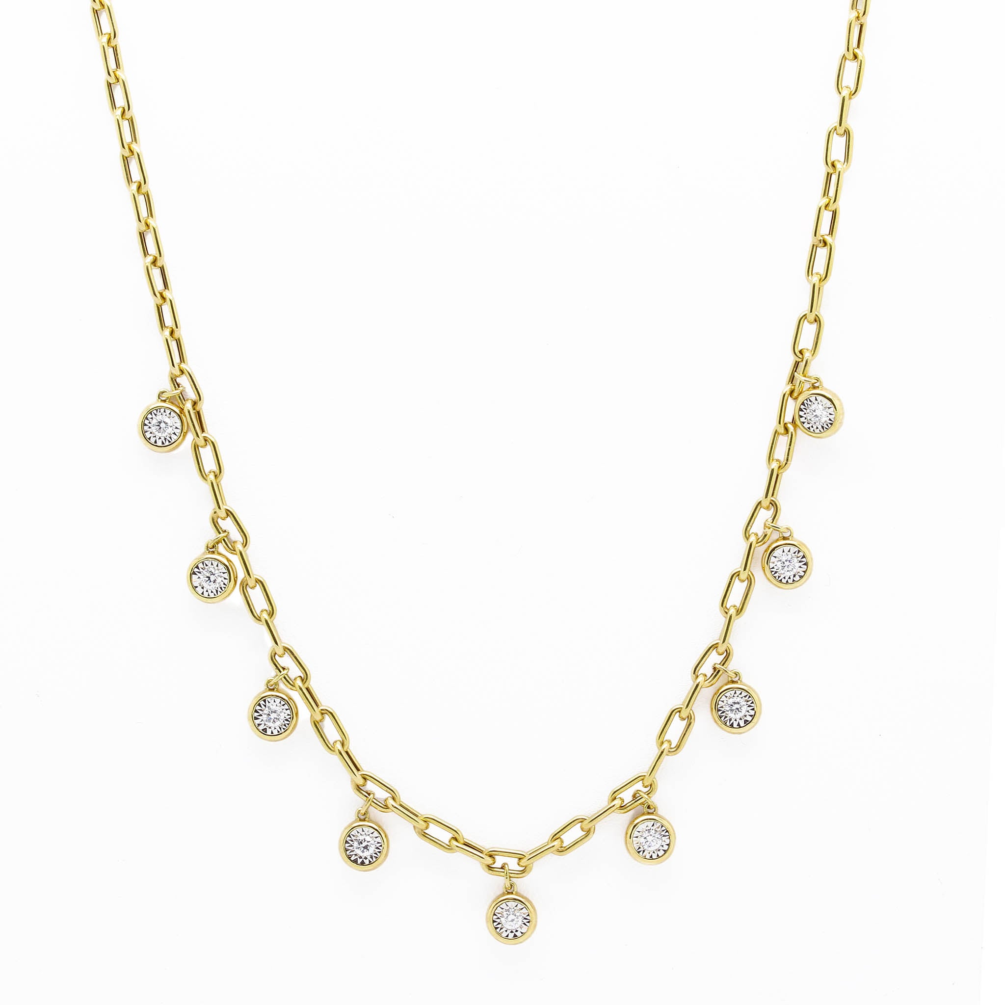 Gold Paperclip Diamond Drop Necklace