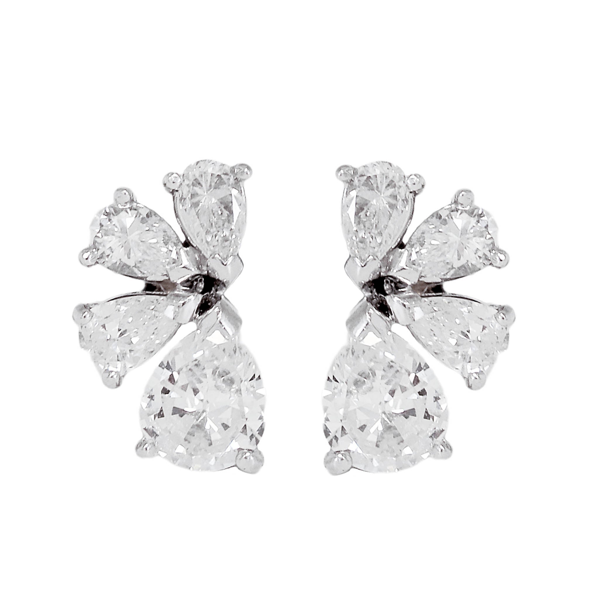 Pear Shaped Diamond Cluster Earrings