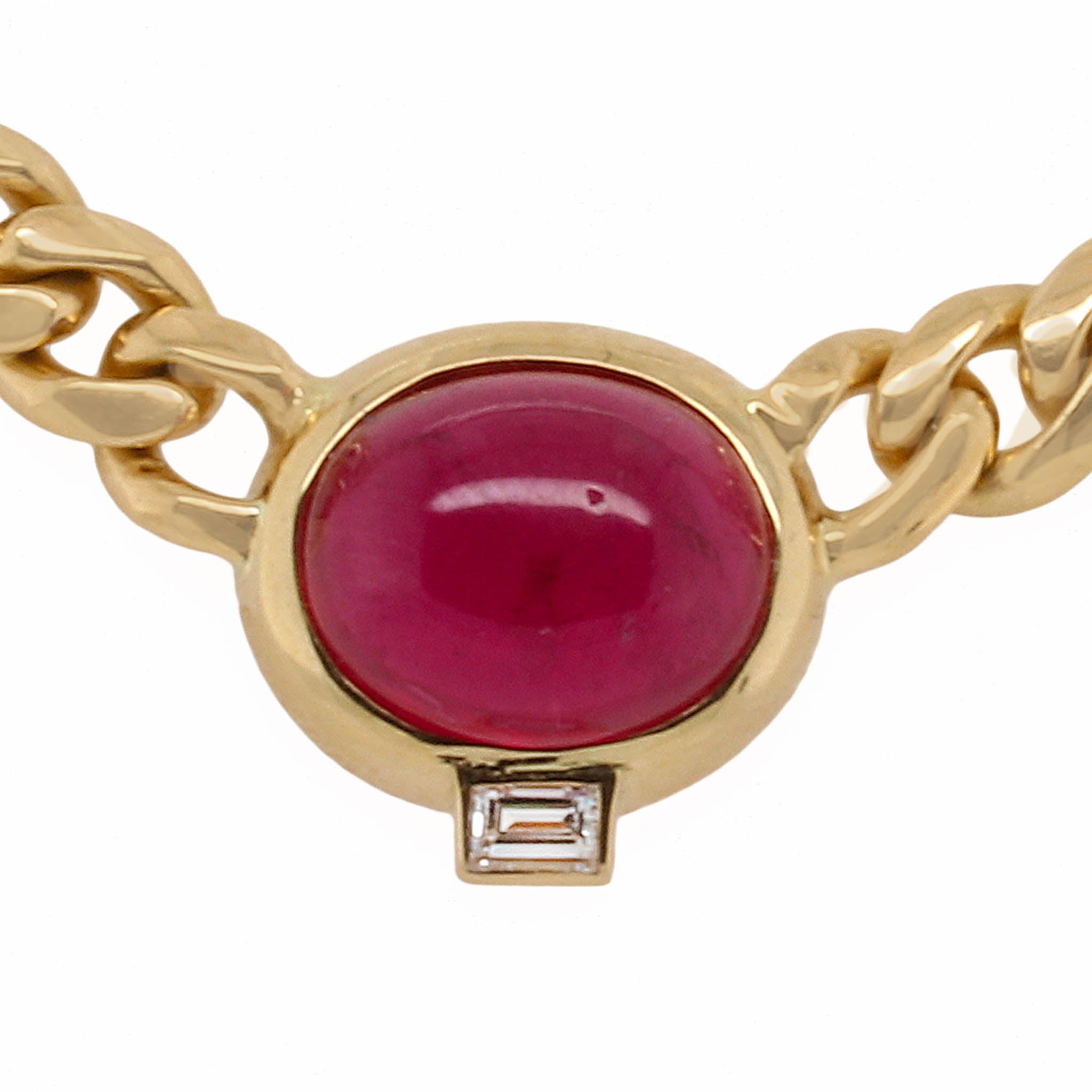 Bezel Set Cabochon Tourmaline Necklace