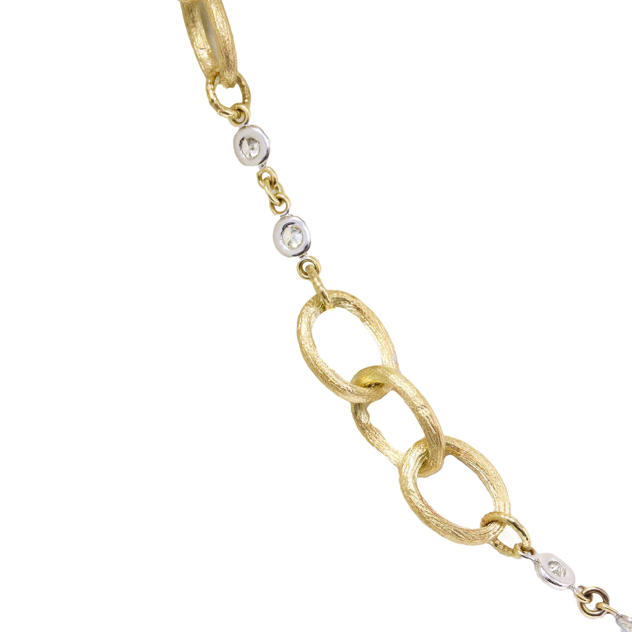 Satin Finish Two Tone Diamond Link Necklace
