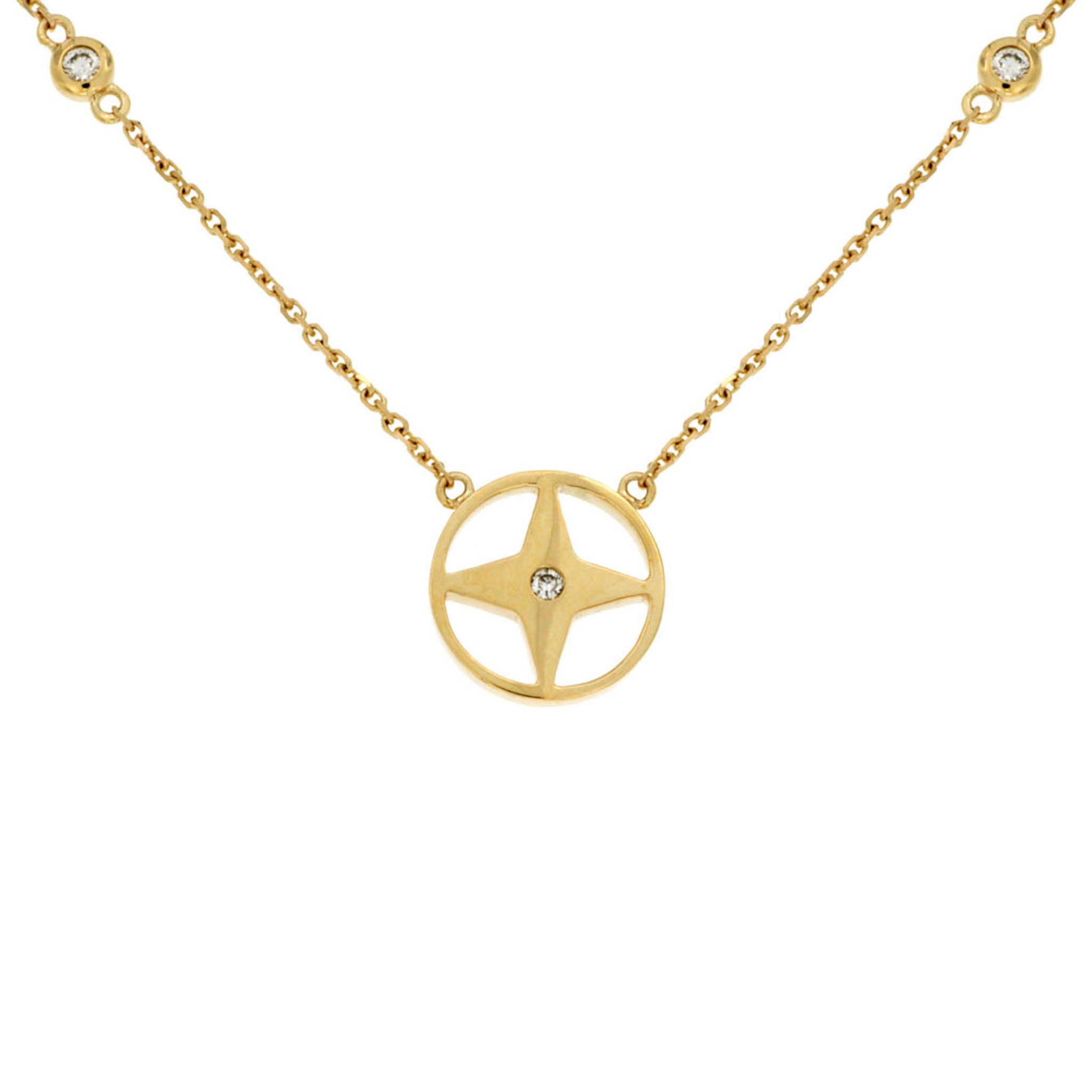 Yellow Gold Compass Pendant With Diamonds
